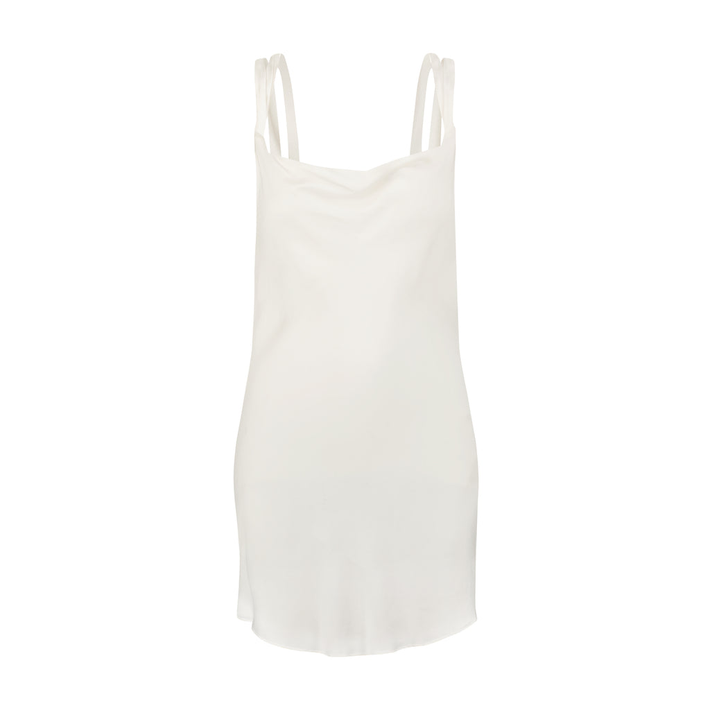 gigi mini linen blend dress SHOWPO Gigi Mini Linen Blend Dress - Sweetheart Tie Back Scallop Detail Dress in Off White
